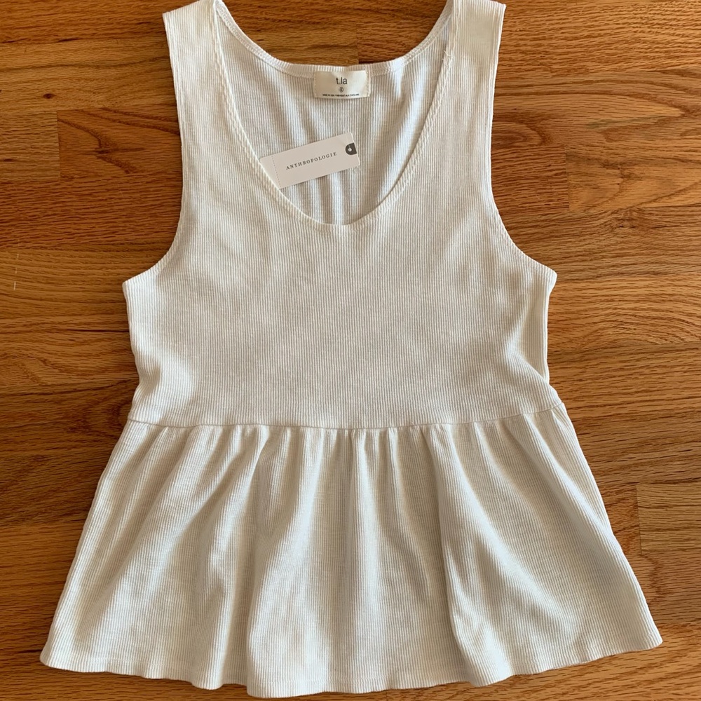 Anthropologie/t.la ribbed peplum tank size SM